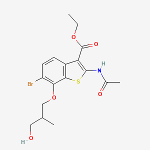 molecular formula C17H20BrNO5S B2672541 乙酸2-(乙酰氨基)-6-溴-7-(3-羟基-2-甲基丙氧基)-1-苯并噻吩-3-甲酸酯 CAS No. 678148-16-8