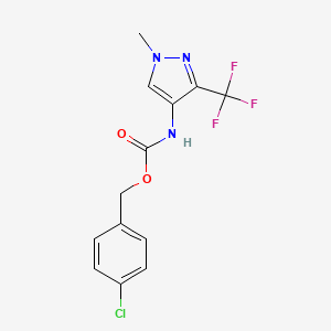 molecular formula C13H11ClF3N3O2 B2672542 4-chlorobenzyl N-[1-methyl-3-(trifluoromethyl)-1H-pyrazol-4-yl]carbamate CAS No. 320423-05-0