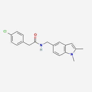 molecular formula C19H19ClN2O B2672545 2-(4-氯苯基)-N-[(1,2-二甲基吲哚-5-基)甲基]乙酰胺 CAS No. 852137-71-4