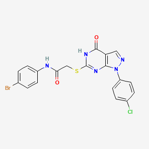 molecular formula C19H13BrClN5O2S B2672546 N-(4-bromophenyl)-2-((1-(4-chlorophenyl)-4-oxo-4,5-dihydro-1H-pyrazolo[3,4-d]pyrimidin-6-yl)thio)acetamide CAS No. 851122-84-4