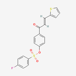 molecular formula C19H13FO4S2 B2672547 4-[(2E)-3-(thiophen-2-yl)prop-2-enoyl]phenyl 4-fluorobenzene-1-sulfonate CAS No. 297150-17-5