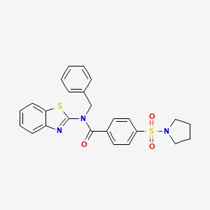 molecular formula C25H23N3O3S2 B2672548 N-(benzo[d]thiazol-2-yl)-N-benzyl-4-(pyrrolidin-1-ylsulfonyl)benzamide CAS No. 941967-31-3