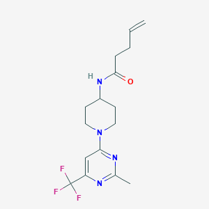 molecular formula C16H21F3N4O B2672550 N-(1-(2-甲基-6-(三氟甲基)嘧啶-4-基)哌啶-4-基)戊-4-烯酰胺 CAS No. 2034598-61-1