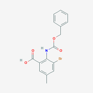 molecular formula C16H14BrNO4 B2672553 3-Bromo-5-methyl-2-(phenylmethoxycarbonylamino)benzoic acid CAS No. 2287333-93-9