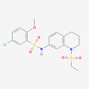 molecular formula C18H21ClN2O5S2 B2672561 5-氯-N-(1-(乙基磺酰基)-1,2,3,4-四氢喹啉-7-基)-2-甲氧基苯基磺酰胺 CAS No. 946250-27-7
