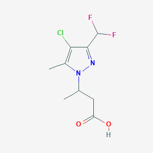 molecular formula C9H11ClF2N2O2 B2672569 3-[4-Chloro-3-(difluoromethyl)-5-methylpyrazol-1-yl]butanoic acid CAS No. 1946822-55-4