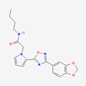 molecular formula C19H20N4O4 B2672581 2-{2-[3-(1,3-benzodioxol-5-yl)-1,2,4-oxadiazol-5-yl]-1H-pyrrol-1-yl}-N-butylacetamide CAS No. 1260622-62-5