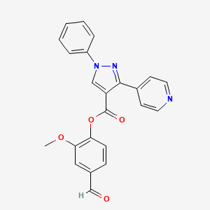 molecular formula C23H17N3O4 B2672591 (4-Formyl-2-methoxyphenyl) 1-phenyl-3-pyridin-4-ylpyrazole-4-carboxylate CAS No. 957012-83-8