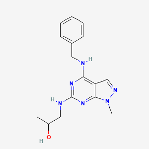 molecular formula C16H20N6O B2672605 1-((4-(benzylamino)-1-methyl-1H-pyrazolo[3,4-d]pyrimidin-6-yl)amino)propan-2-ol CAS No. 897758-20-2