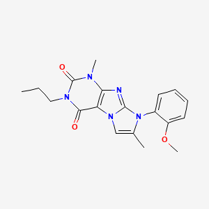 molecular formula C19H21N5O3 B2672610 8-(2-甲氧基苯基)-1,7-二甲基-3-丙基-1H-咪唑并[2,1-f]嘧啶-2,4(3H,8H)-二酮 CAS No. 887466-01-5