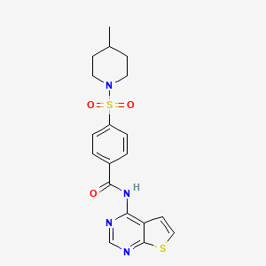 molecular formula C19H20N4O3S2 B2672613 4-((4-methylpiperidin-1-yl)sulfonyl)-N-(thieno[2,3-d]pyrimidin-4-yl)benzamide CAS No. 1004053-63-7