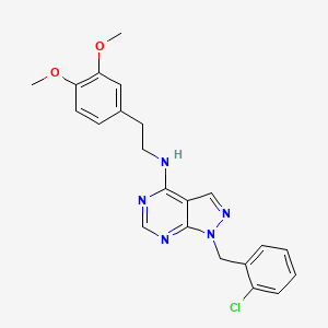 molecular formula C22H22ClN5O2 B2672614 1-(2-氯苄基)-N-(3,4-二甲氧基苯乙基)-1H-吡唑并[3,4-d]嘧啶-4-胺 CAS No. 903193-96-4