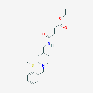 molecular formula C20H30N2O3S B2672618 Ethyl 4-(((1-(2-(methylthio)benzyl)piperidin-4-yl)methyl)amino)-4-oxobutanoate CAS No. 1234804-24-0