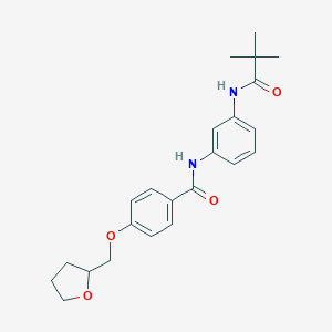 molecular formula C23H28N2O4 B267262 N-{3-[(2,2-dimethylpropanoyl)amino]phenyl}-4-(tetrahydro-2-furanylmethoxy)benzamide 