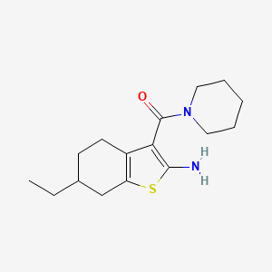 molecular formula C16H24N2OS B2672621 6-Ethyl-3-(piperidin-1-ylcarbonyl)-4,5,6,7-tetrahydro-1-benzothien-2-ylamine CAS No. 590351-61-4