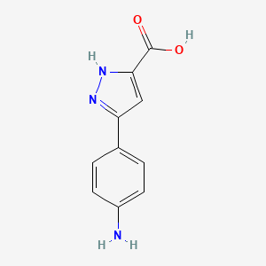 molecular formula C10H9N3O2 B2672628 3-(4-aminophenyl)-1H-pyrazole-5-carboxylic acid CAS No. 889302-74-3