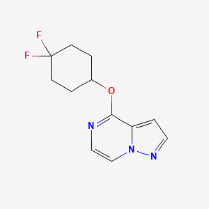 molecular formula C12H13F2N3O B2672632 4-[(4,4-Difluorocyclohexyl)oxy]pyrazolo[1,5-a]pyrazine CAS No. 2197937-92-9
