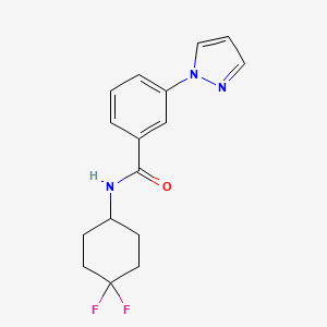molecular formula C16H17F2N3O B2672638 N-(4,4-二氟环己基)-3-(1H-吡唑-1-基)苯甲酰胺 CAS No. 2034386-70-2