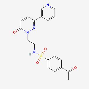 molecular formula C19H18N4O4S B2672653 4-acetyl-N-(2-(6-oxo-3-(pyridin-3-yl)pyridazin-1(6H)-yl)ethyl)benzenesulfonamide CAS No. 1021062-65-6