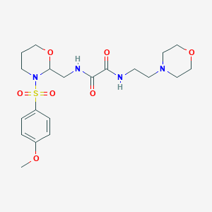 molecular formula C20H30N4O7S B2672660 N1-((3-((4-甲氧基苯基)磺酰基)-1,3-噁唑环己-2-基甲基)-N2-(2-吗啉基乙基)草酰胺 CAS No. 872880-70-1