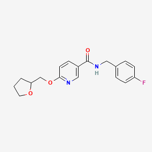 molecular formula C18H19FN2O3 B2672669 N-(4-氟苄基)-6-((四氢呋喃-2-基)甲氧基)烟酰胺 CAS No. 2034237-24-4