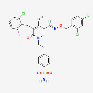 4-{2-[3-(2-chloro-6-fluorobenzyl)-5-({[(2,4-dichlorobenzyl)oxy]imino}methyl)-4-hydroxy-2-oxo-1(2H)-pyridinyl]ethyl}benzenesulfonamide