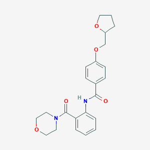 molecular formula C23H26N2O5 B267268 N-[2-(4-morpholinylcarbonyl)phenyl]-4-(tetrahydro-2-furanylmethoxy)benzamide 