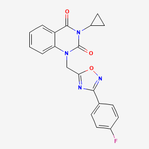 molecular formula C20H15FN4O3 B2672681 3-cyclopropyl-1-((3-(4-fluorophenyl)-1,2,4-oxadiazol-5-yl)methyl)quinazoline-2,4(1H,3H)-dione CAS No. 2191266-80-3