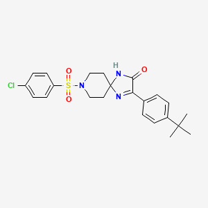 molecular formula C23H26ClN3O3S B2672690 3-(4-(Tert-butyl)phenyl)-8-((4-chlorophenyl)sulfonyl)-1,4,8-triazaspiro[4.5]dec-3-en-2-one CAS No. 1189888-40-1