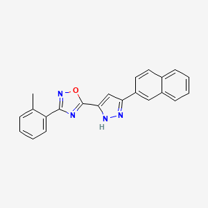 molecular formula C22H16N4O B2672691 3-(2-methylphenyl)-5-[3-(2-naphthyl)-1H-pyrazol-5-yl]-1,2,4-oxadiazole CAS No. 1094605-79-4
