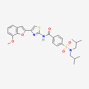 molecular formula C27H31N3O5S2 B2672692 4-(N,N-diisobutylsulfamoyl)-N-(4-(7-methoxybenzofuran-2-yl)thiazol-2-yl)benzamide CAS No. 921566-56-5