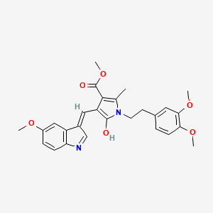 molecular formula C27H28N2O6 B2672694 methyl (4Z)-1-[2-(3,4-dimethoxyphenyl)ethyl]-4-[(5-methoxy-1H-indol-3-yl)methylidene]-2-methyl-5-oxo-4,5-dihydro-1H-pyrrole-3-carboxylate CAS No. 860648-98-2