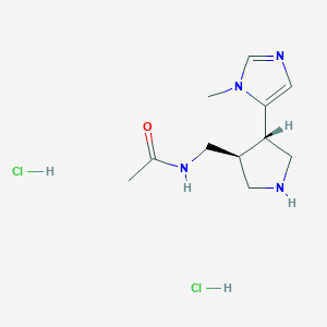 molecular formula C11H20Cl2N4O B2672697 N-[[(3S,4S)-4-(3-Methylimidazol-4-yl)pyrrolidin-3-yl]methyl]acetamide;dihydrochloride CAS No. 2243510-50-9