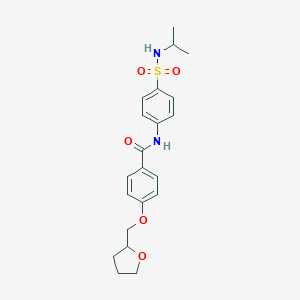 molecular formula C21H26N2O5S B267270 N-{4-[(isopropylamino)sulfonyl]phenyl}-4-(tetrahydro-2-furanylmethoxy)benzamide 
