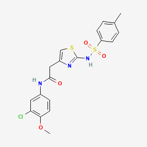 molecular formula C19H18ClN3O4S2 B2672705 N-(3-chloro-4-methoxyphenyl)-2-(2-(4-methylphenylsulfonamido)thiazol-4-yl)acetamide CAS No. 921999-05-5
