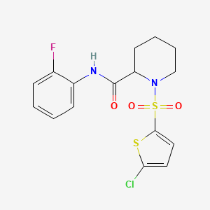 molecular formula C16H16ClFN2O3S2 B2672713 1-((5-chlorothiophen-2-yl)sulfonyl)-N-(2-fluorophenyl)piperidine-2-carboxamide CAS No. 1049865-84-0