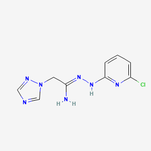 molecular formula C9H10ClN7 B2672728 N'-[(6-chloropyridin-2-yl)amino]-2-(1,2,4-triazol-1-yl)ethanimidamide CAS No. 477852-43-0