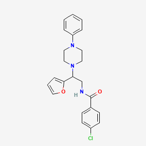 4-chloro-N-[2-(furan-2-yl)-2-(4-phenylpiperazin-1-yl)ethyl]benzamide