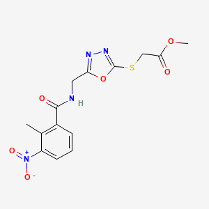 Methyl 2-((5-((2-methyl-3-nitrobenzamido)methyl)-1,3,4-oxadiazol-2-yl)thio)acetate