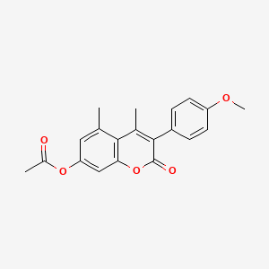 molecular formula C20H18O5 B2672739 3-(4-methoxyphenyl)-4,5-dimethyl-2-oxo-2H-chromen-7-yl acetate CAS No. 890632-14-1