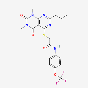 2-((6,8-dimethyl-5,7-dioxo-2-propyl-5,6,7,8-tetrahydropyrimido[4,5-d]pyrimidin-4-yl)thio)-N-(4-(trifluoromethoxy)phenyl)acetamide