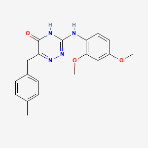 molecular formula C19H20N4O3 B2672746 3-((2,4-dimethoxyphenyl)amino)-6-(4-methylbenzyl)-1,2,4-triazin-5(4H)-one CAS No. 898650-74-3