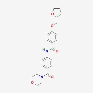 molecular formula C23H26N2O5 B267275 N-[4-(4-morpholinylcarbonyl)phenyl]-4-(tetrahydro-2-furanylmethoxy)benzamide 