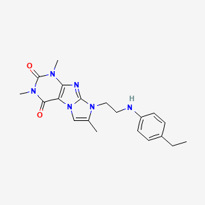 molecular formula C20H24N6O2 B2672752 8-(2-((4-乙基苯基)氨基)乙基)-1,3,7-三甲基-1H-咪唑并[2,1-f]嘌呤-2,4(3H,8H)-二酮 CAS No. 923204-03-9