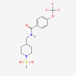 molecular formula C15H19F3N2O4S B2672773 N-((1-(methylsulfonyl)piperidin-4-yl)methyl)-4-(trifluoromethoxy)benzamide CAS No. 1421585-17-2