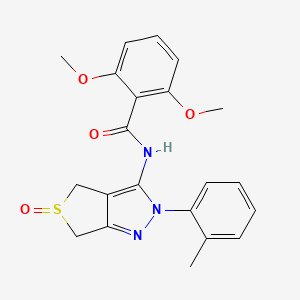 molecular formula C21H21N3O4S B2672776 2,6-dimethoxy-N-[2-(2-methylphenyl)-5-oxo-4,6-dihydrothieno[3,4-c]pyrazol-3-yl]benzamide CAS No. 1007193-50-1