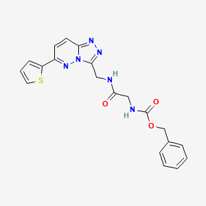 molecular formula C20H18N6O3S B2672779 Benzyl (2-oxo-2-(((6-(thiophen-2-yl)-[1,2,4]triazolo[4,3-b]pyridazin-3-yl)methyl)amino)ethyl)carbamate CAS No. 1904410-98-5