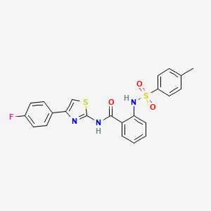 molecular formula C23H18FN3O3S2 B2672780 N-[4-(4-fluorophenyl)-2-thiazolyl]-2-[(4-methylphenyl)sulfonylamino]benzamide CAS No. 330190-15-3