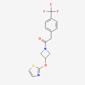 molecular formula C15H13F3N2O2S B2672783 1-(3-(Thiazol-2-yloxy)azetidin-1-yl)-2-(4-(trifluoromethyl)phenyl)ethanone CAS No. 1705501-57-0