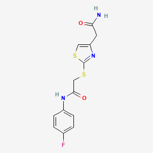 2-((4-(2-amino-2-oxoethyl)thiazol-2-yl)thio)-N-(4-fluorophenyl)acetamide